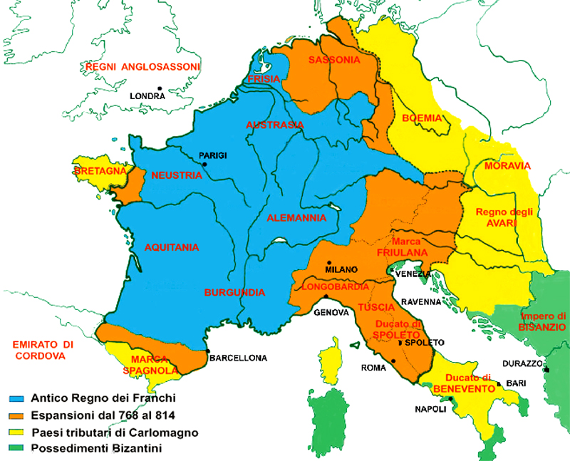 Massima estensione dell'Impero di CARLOMAGNO