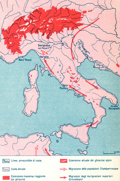 La situazione geomorfologica della penisola italiana durante l'ultima glaciazione